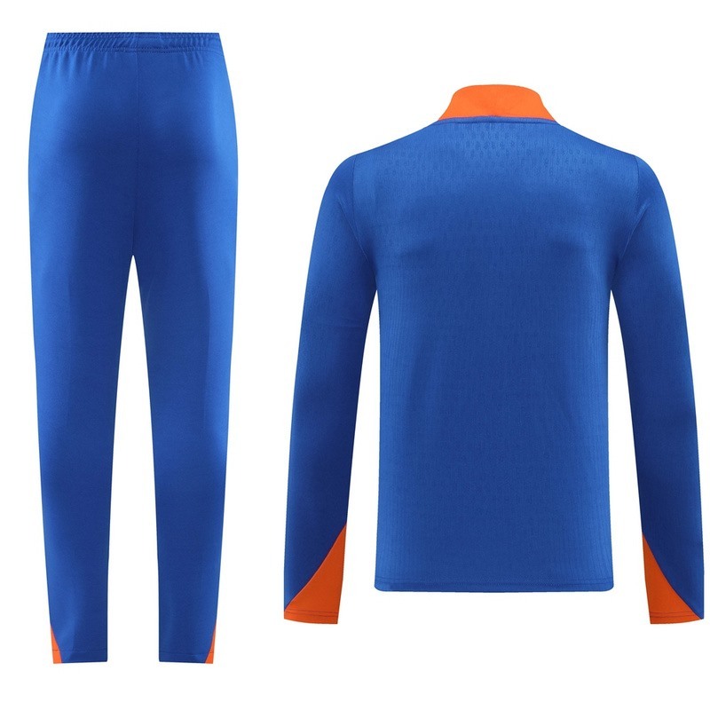2024 Netherlands Blue Long-sleeved half-pull training kit Football team kit
