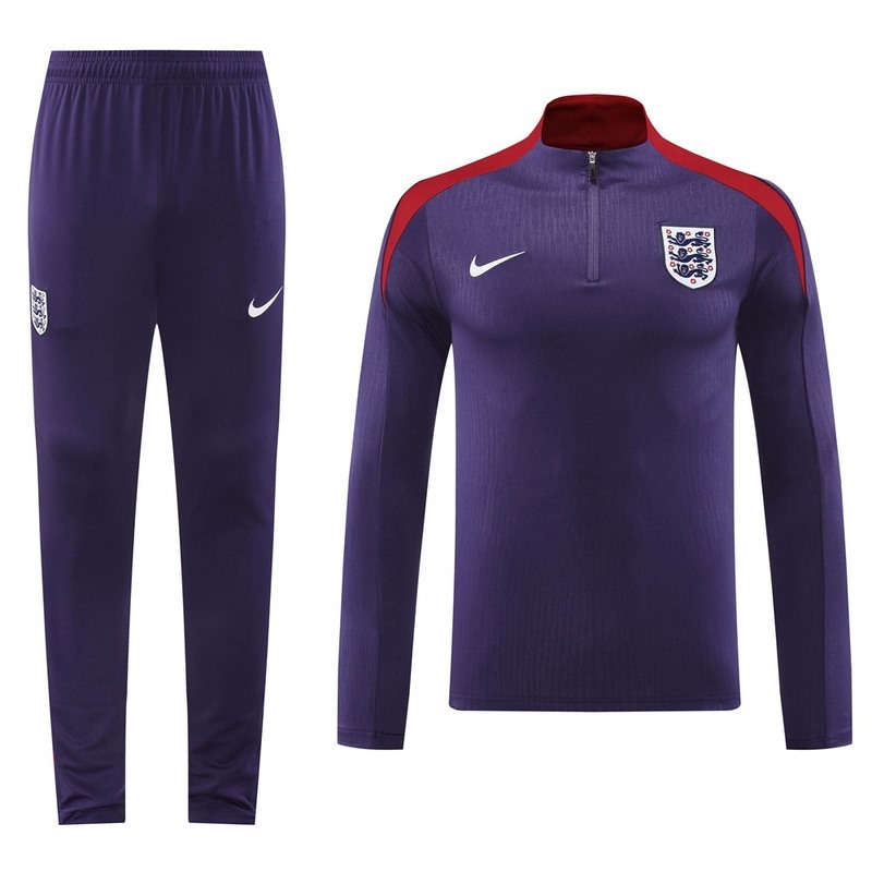 2024 England purple Long-sleeved half-pull training kit Football team kit