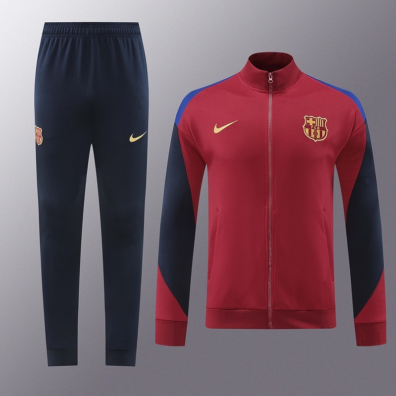 2024 Barcelona Maroon Jacket Training Suit Set Football Team Shirt Sports Fashion