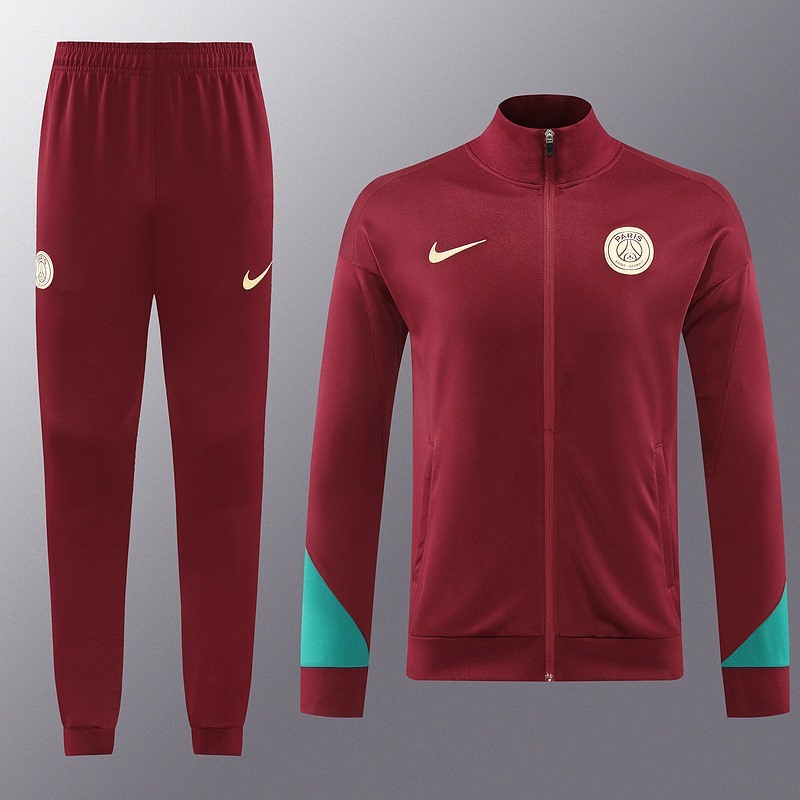 2024 PSG Maroon Jacket Training Suit Set Football Team Shirt Sports Fashion