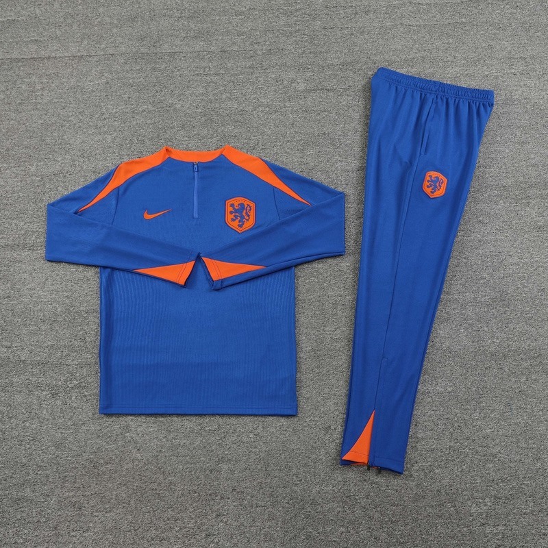 2024 Netherlands Blue Jacket Training Suit Set Football Team Shirt Sports Fashion
