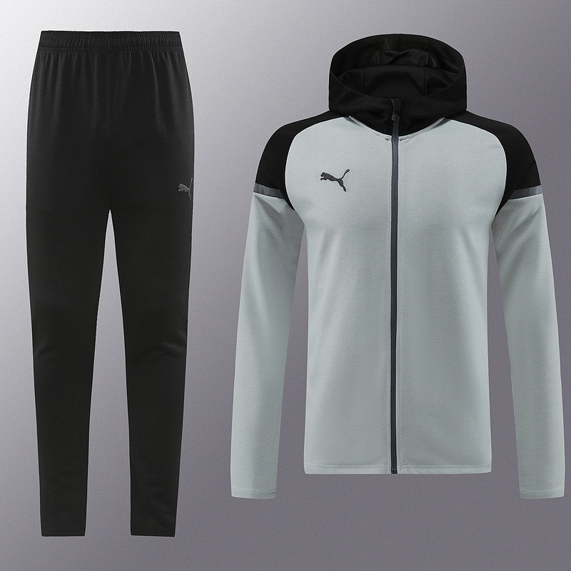 2024 Puma Grey Hoodie Jacket Kit Set Football Team Shirt Sports Fashion