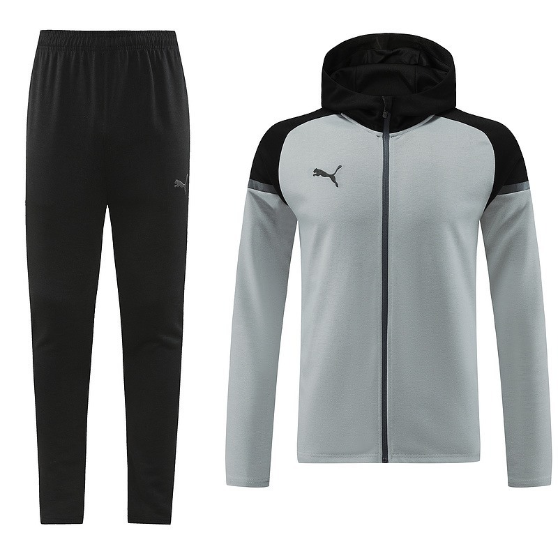 2024 Puma Grey Hoodie Jacket Kit Set Football Team Shirt Sports Fashion