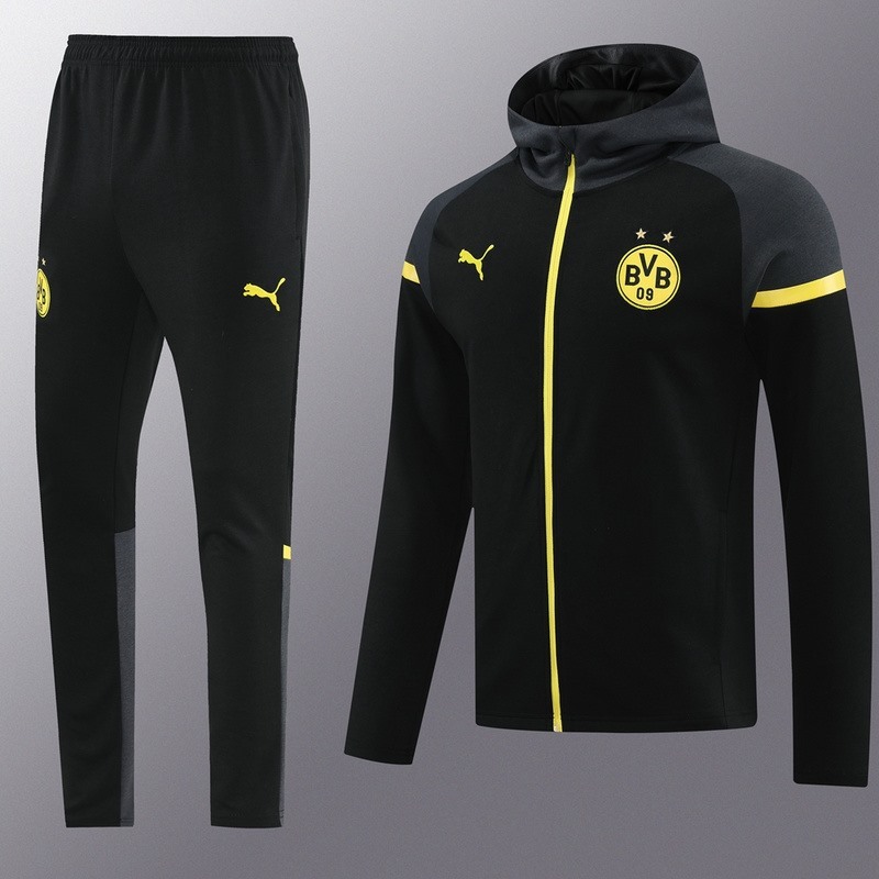 2024 Dortmund Black Hoodie Jacket Kit Set Football Team Shirt Sports Fashion