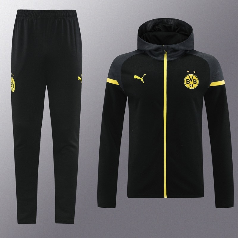 2024 Dortmund Black Hoodie Jacket Kit Set Football Team Shirt Sports Fashion