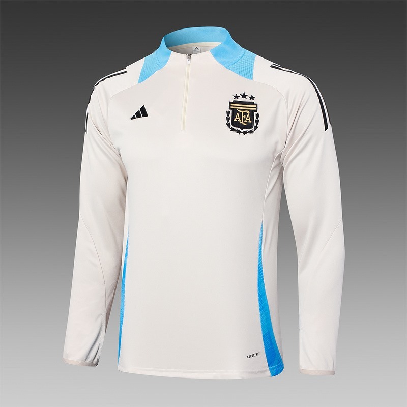 24/25 Argentina beige Long-sleeved half-pull training kit Football team kit