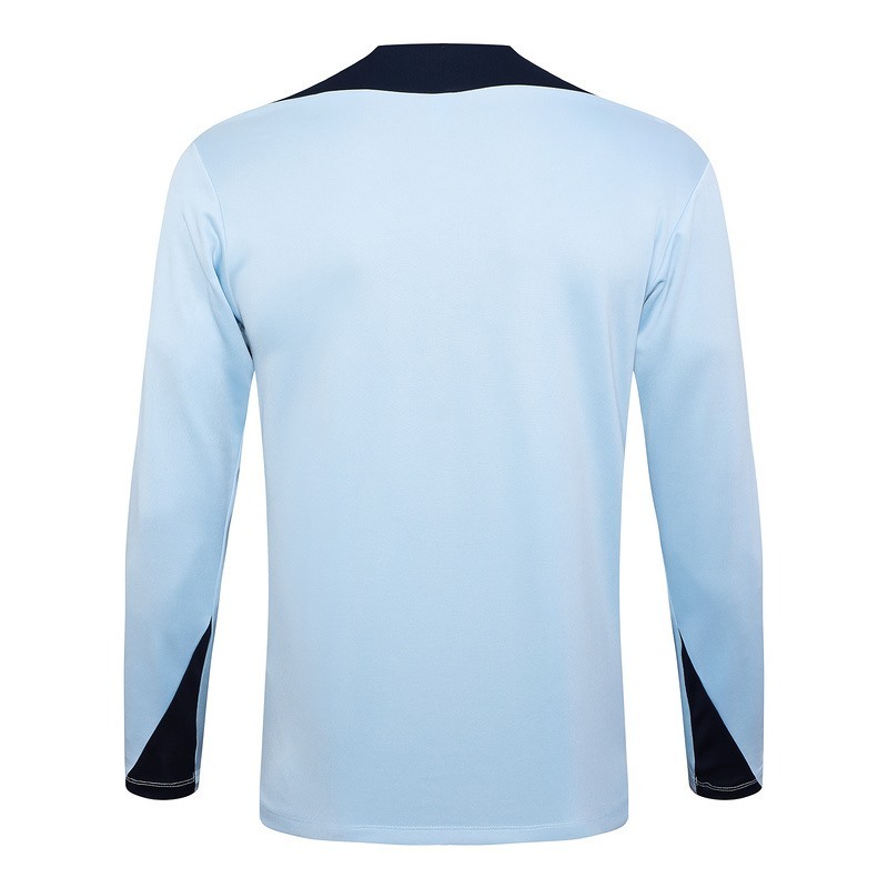 2024 France Sky Blue Long-sleeved half-pull training kit Football team kit