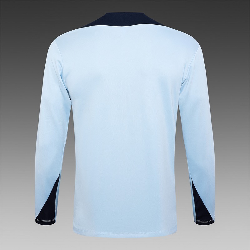 2024 France Sky Blue Long-sleeved half-pull training kit Football team kit