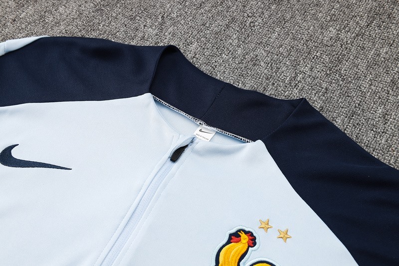 2024 France Sky Blue Long-sleeved half-pull training kit Football team kit