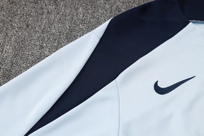 2024 France Sky Blue Long-sleeved half-pull training kit Football team kit
