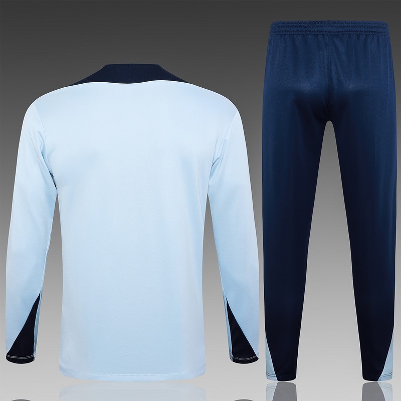 2024 France Sky Blue Long-sleeved half-pull training kit Football team kit
