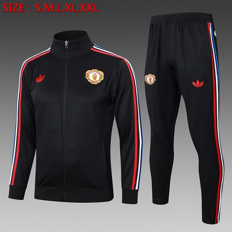 2024 Manchester United Black green Jacket Training Suit Set Football Team Shirt Sports Fashion