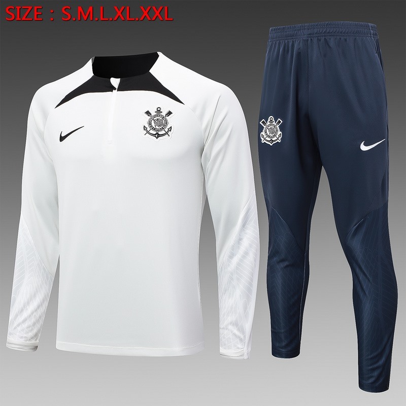 24/25 Corinthians White Long-sleeved half-pull training kit Football team kit