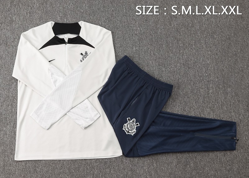 24/25 Corinthians White Long-sleeved half-pull training kit Football team kit
