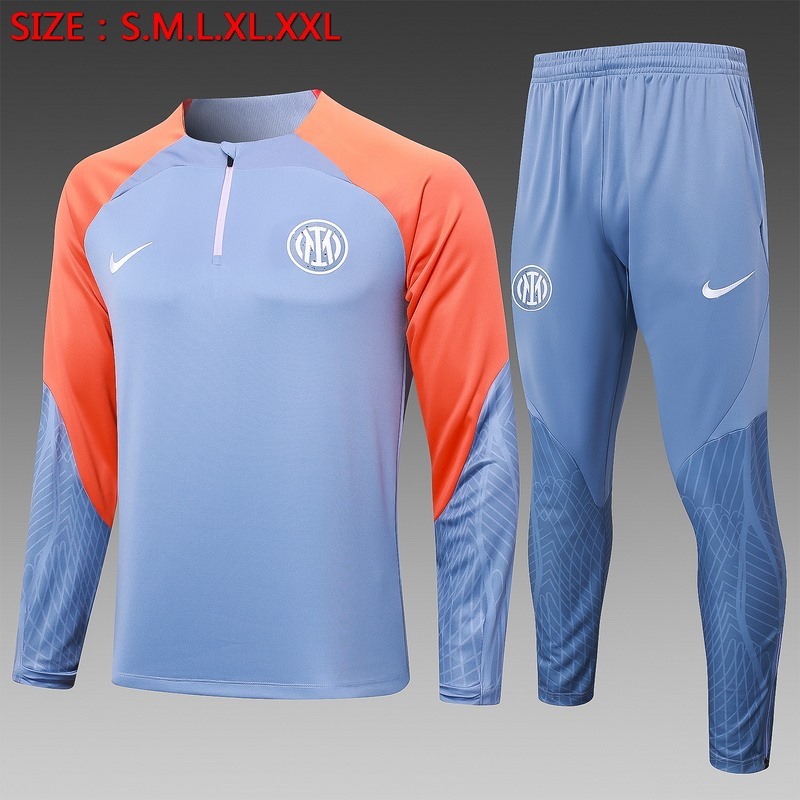 24/25 Inter Milan Gray Blue Long-sleeved half-pull training kit Football team kit