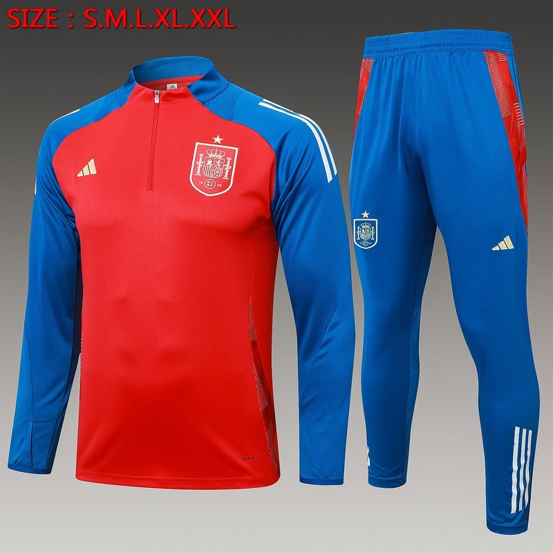 24/25 Spain Red Long-sleeved half-pull training kit Football team kit