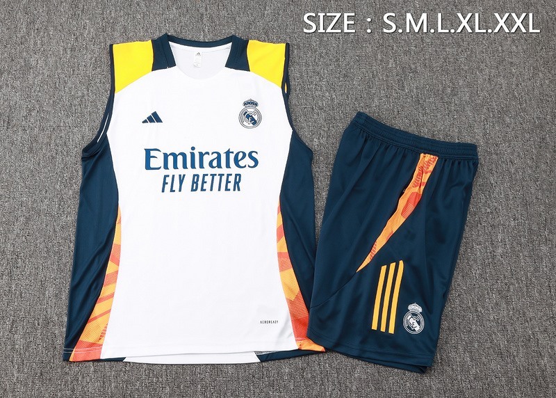 24/25 Real Madrid White Training Set Shirt and Shorts