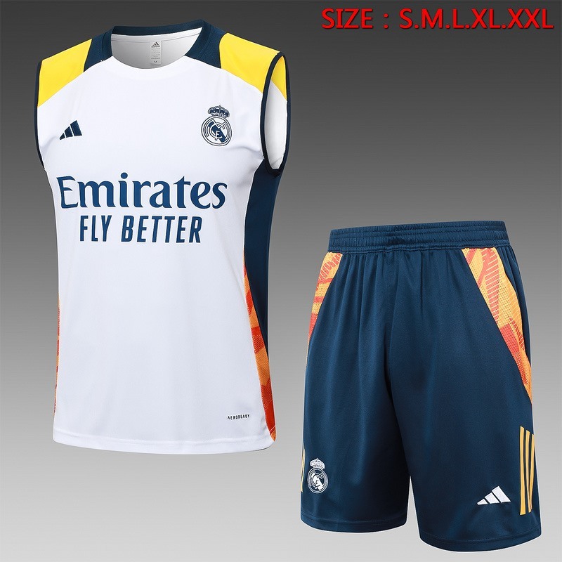24/25 Real Madrid White Training Set Shirt and Shorts