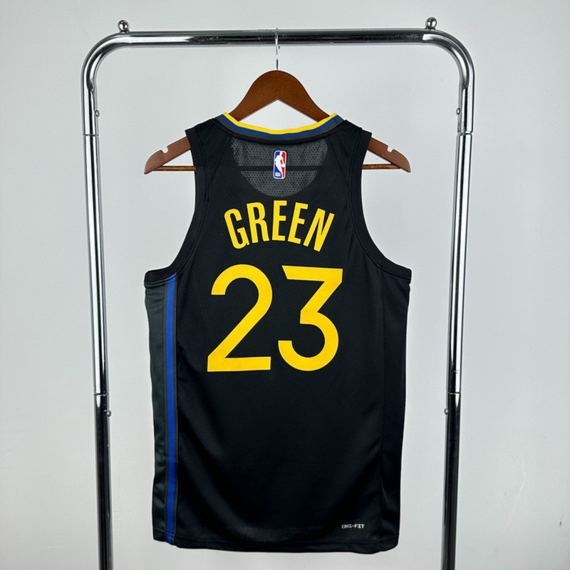 NBA 2025 Golden State Warriors Round Neck JORDAN Edition Black Jersey GREEN#23 S-XXL