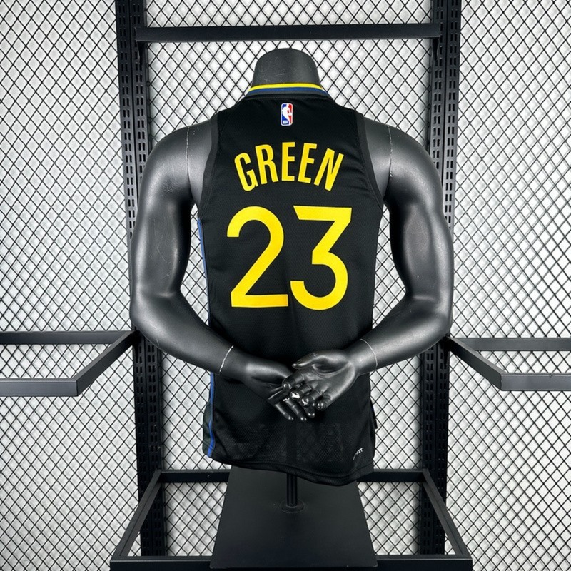 NBA 2025 Golden State Warriors Round Neck JORDAN Edition Black Jersey GREEN#23 S-XXL