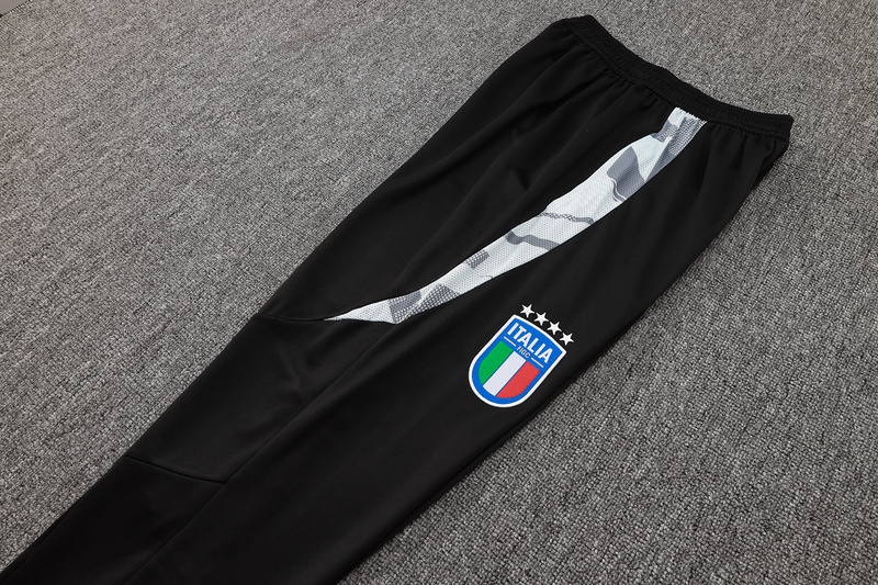24/25 Italy Black Long-sleeved half-pull training kit Football team kit