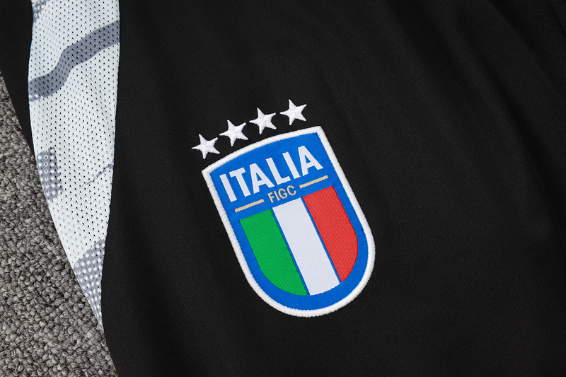 24/25 Italy Black Long-sleeved half-pull training kit Football team kit