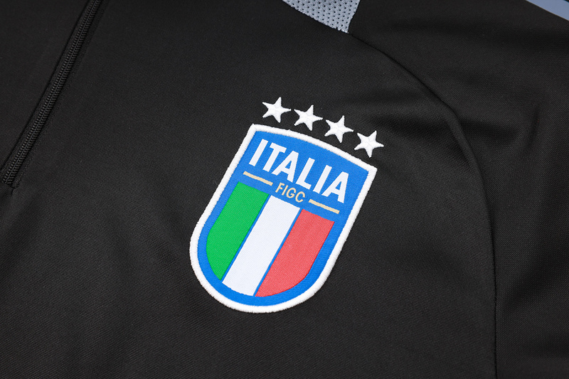 24/25 Italy Black Long-sleeved half-pull training kit Football team kit
