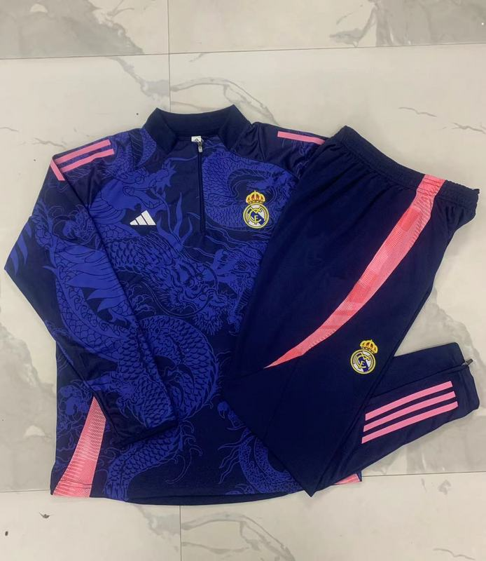 24/25 Real Madrid Royal blue Long-sleeved half-pull training kit Football team kit