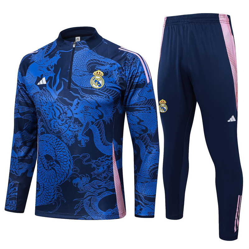24/25 Real Madrid Royal blue Long-sleeved half-pull training kit Football team kit