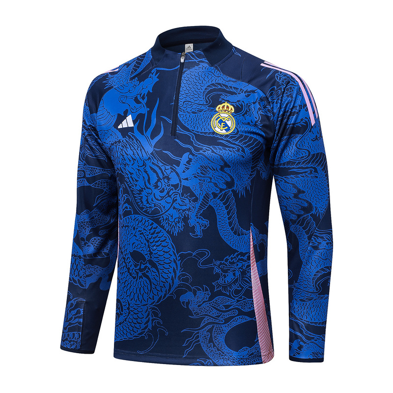 24/25 Real Madrid Royal blue Long-sleeved half-pull training kit Football team kit