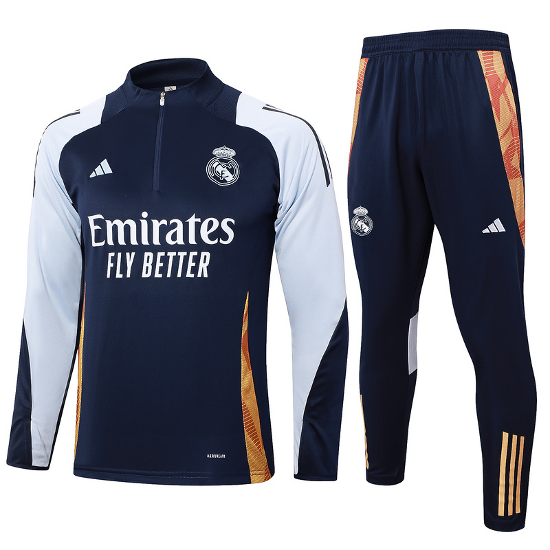 24/25 Real Madrid Royal blue Long-sleeved half-pull training kit Football team kit