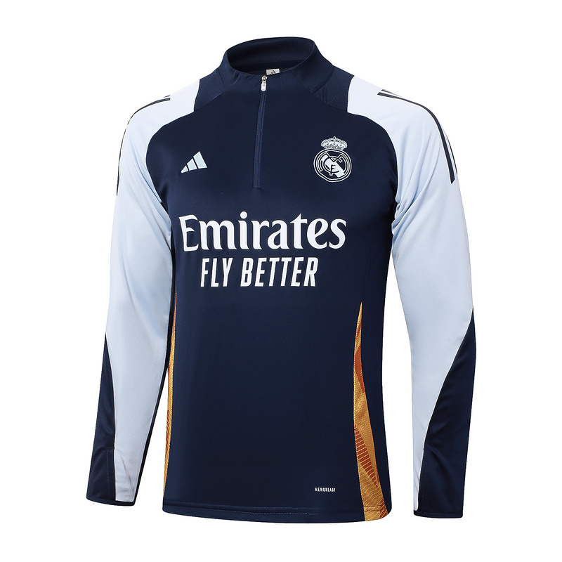 24/25 Real Madrid Royal blue Long-sleeved half-pull training kit Football team kit