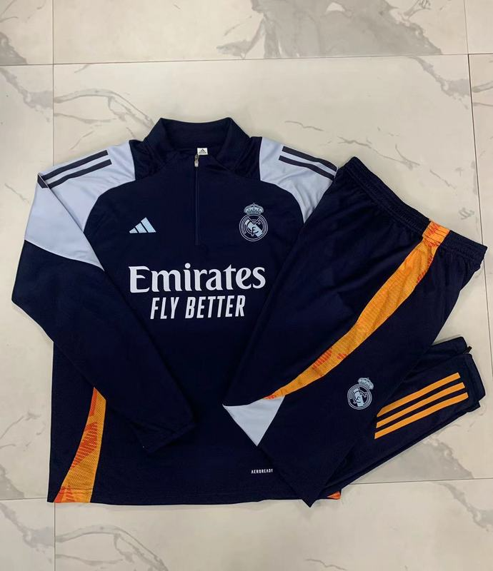 24/25 Real Madrid Royal blue Long-sleeved half-pull training kit Football team kit