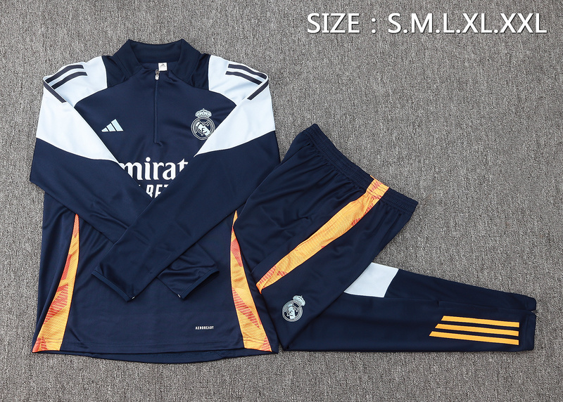 24/25 Real Madrid Royal blue Long-sleeved half-pull training kit Football team kit