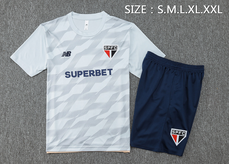 24/25 Sao Paulo Light Gray Training Set Shirt and Shorts