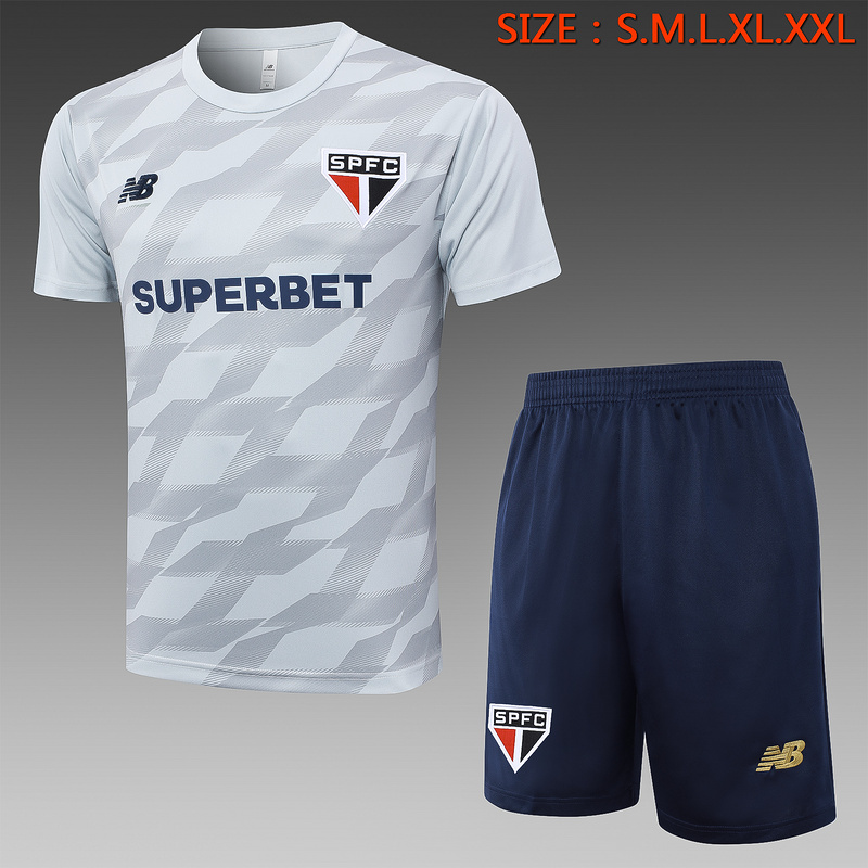 24/25 Sao Paulo Light Gray Training Set Shirt and Shorts