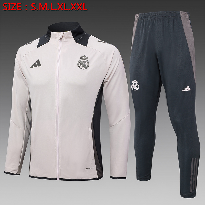 2024/25 Real Madrid Light Pink Jacket Training Suit Set Football Team Shirt Sports Fashion