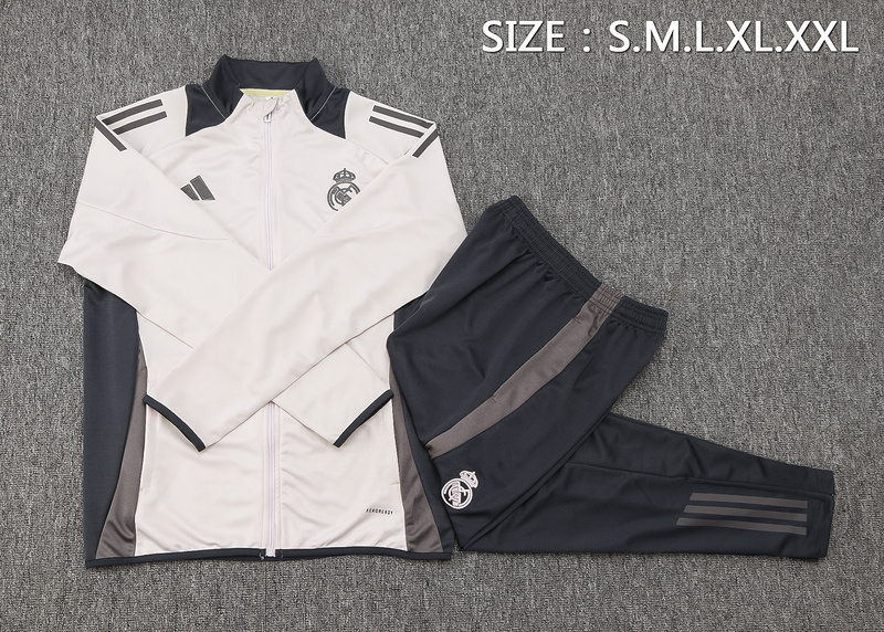 2024/25 Real Madrid Light Pink Jacket Training Suit Set Football Team Shirt Sports Fashion