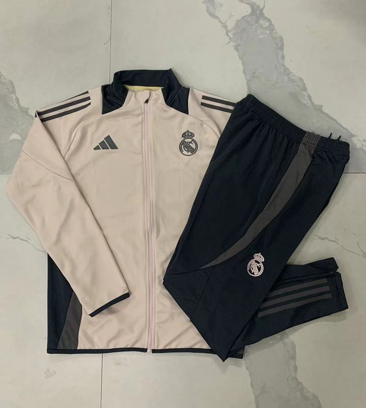 2024/25 Real Madrid Light Pink Jacket Training Suit Set Football Team Shirt Sports Fashion