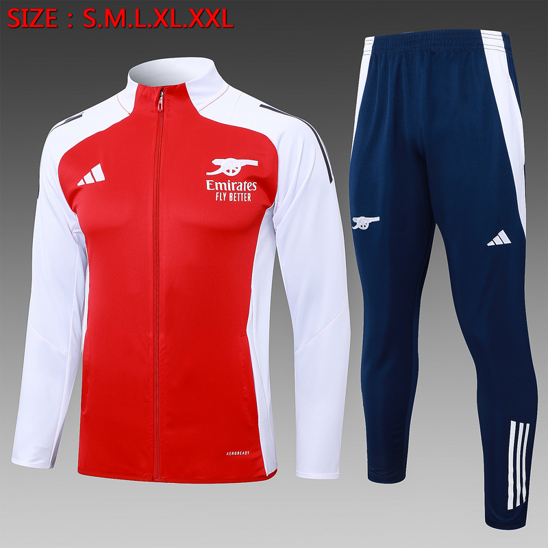 2024/25 Arsenal Red Jacket Training Suit Set Football Team Shirt Sports Fashion