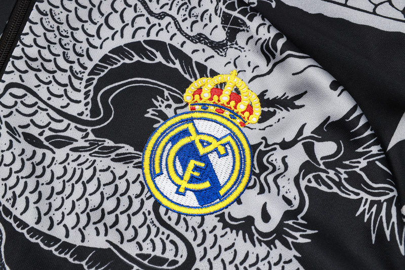 24/25 Real Madrid Black Long-sleeved half-pull training kit Football team kit
