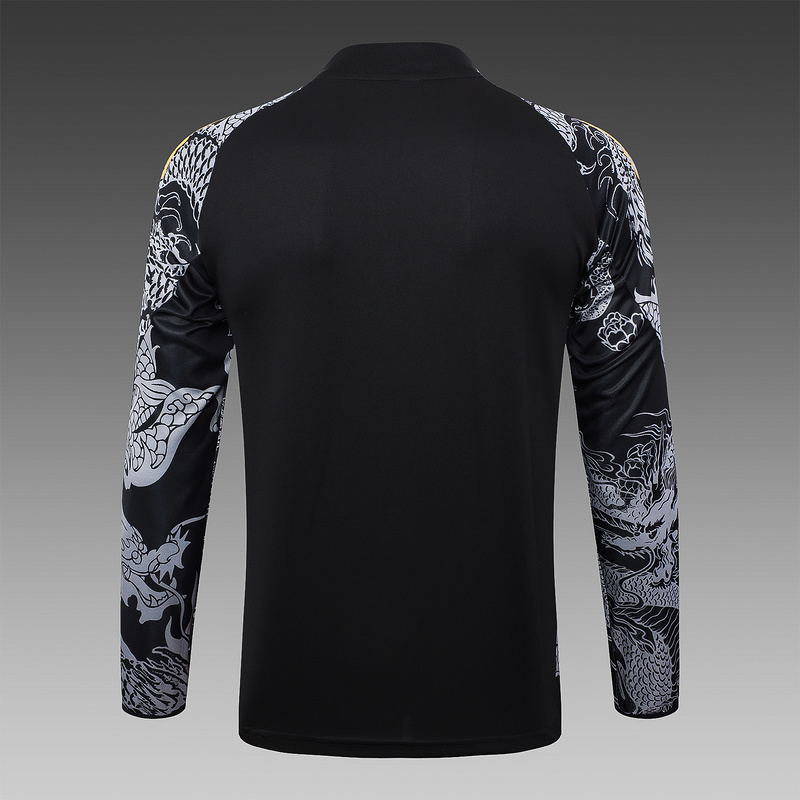 24/25 Real Madrid Black Long-sleeved half-pull training kit Football team kit