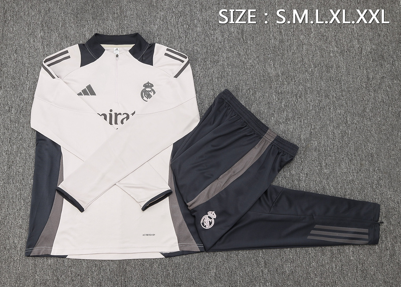 24/25 Real Madrid Light Pink Long-sleeved half-pull training kit Football team kit