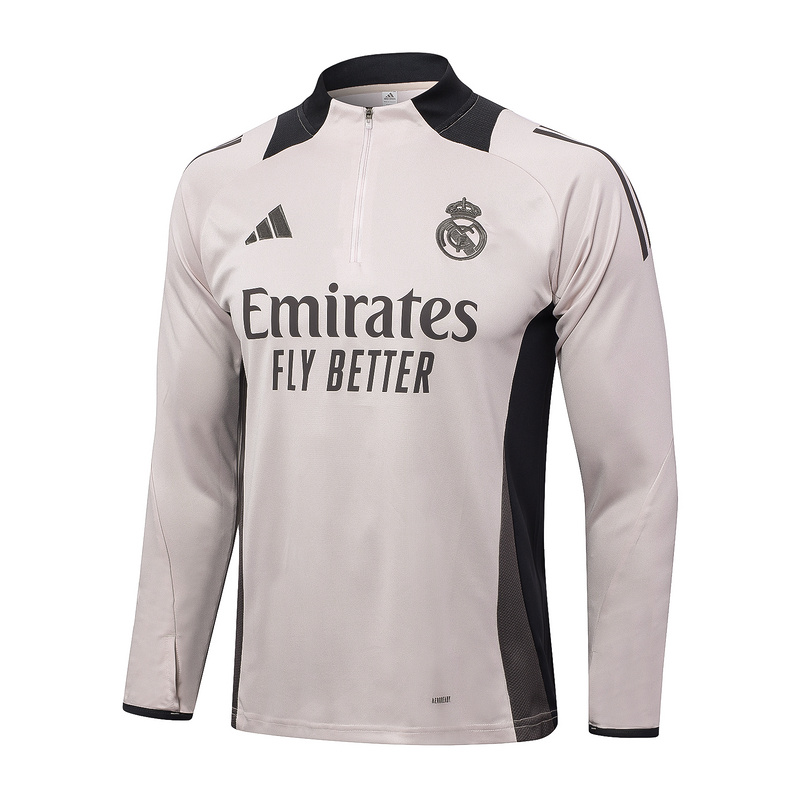 24/25 Real Madrid Light Pink Long-sleeved half-pull training kit Football team kit