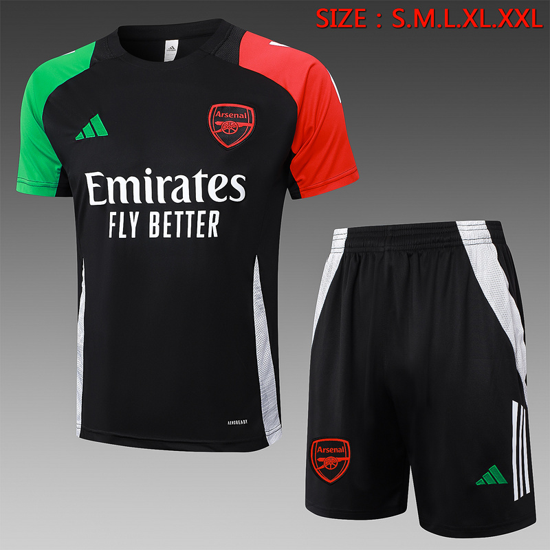 24/25 Arsenal Black Training Set Shirt and Shorts