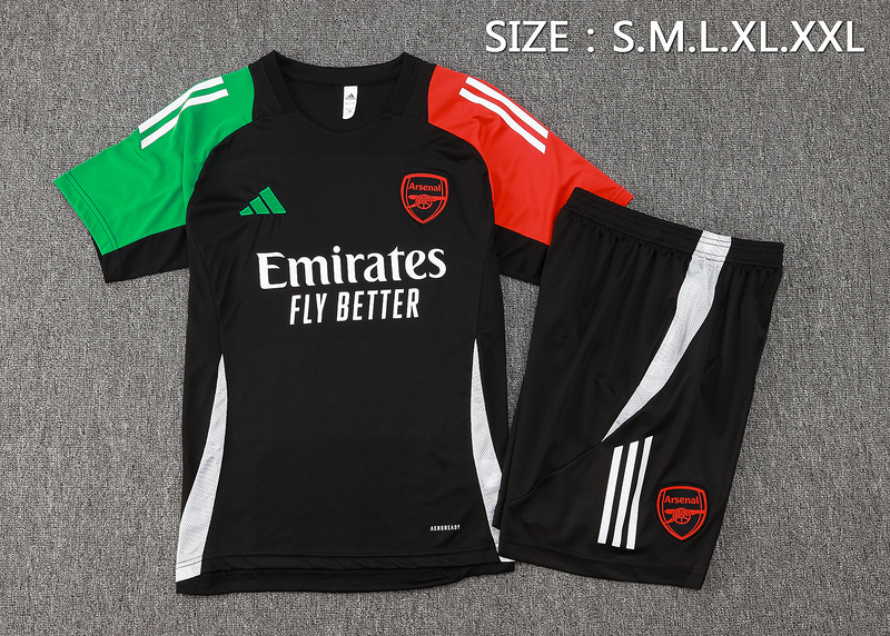 24/25 Arsenal Black Training Set Shirt and Shorts