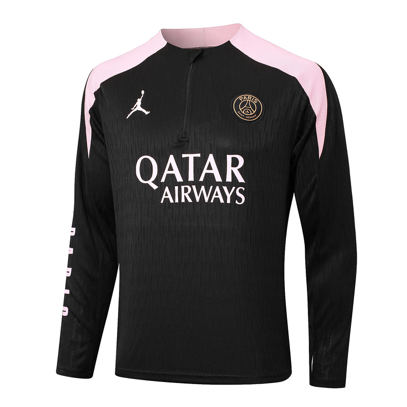 24/25 Paris Black Long-sleeved half-pull training kit Football team kit