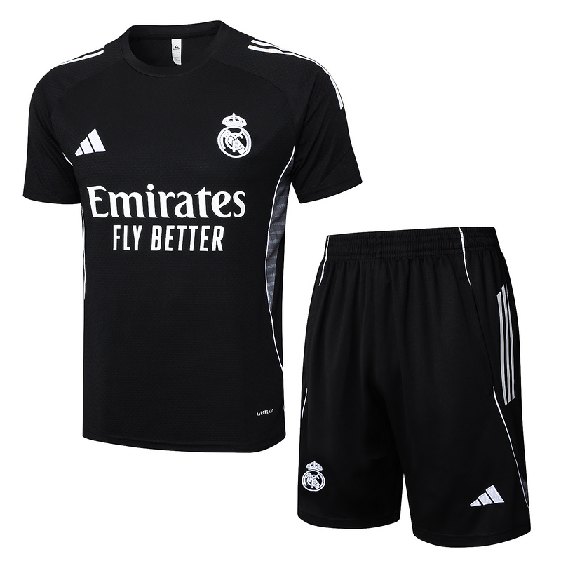 24/25 Real Madrid Black Training Set Shirt and Shorts