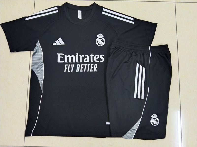 24/25 Real Madrid Black Training Set Shirt and Shorts