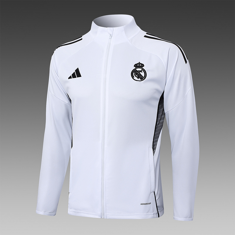 2024/25 Real Madrid White Jacket Training Suit Set Football Team Shirt Sports Fashion